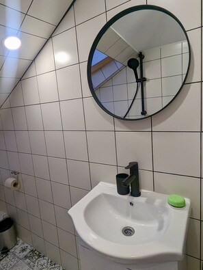 Baño privado nuevo con ducha y sanitarios. (1)