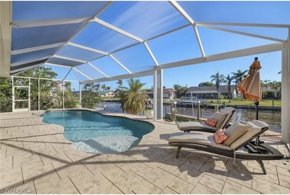 Our pool is 37 feet long with an oversized Panoramic Lanai.