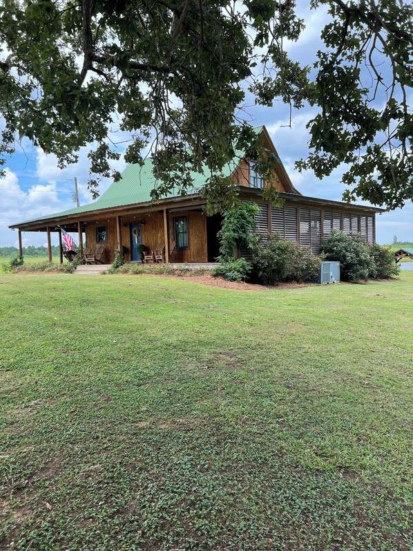 The wrap-around porch provides shade no matter the time of day.