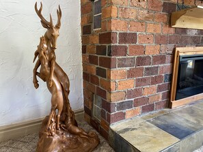 A masterpiece wood carving of deers