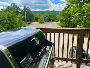Weber gas BBQ with the view of Blue Mountain