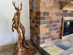 A masterpiece wood carving of deers