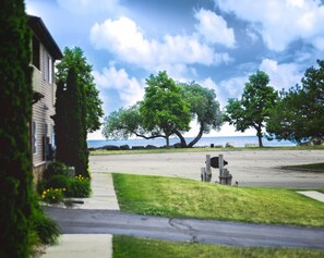 Lake Michigan at the side of the building