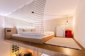 Upper level queen size bed