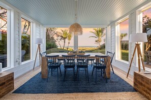 Inside dining room with oceanfront views