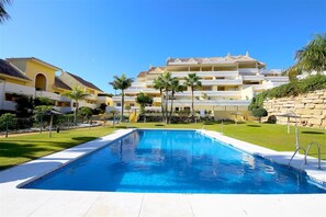 One of the two swimming pools available in this complex