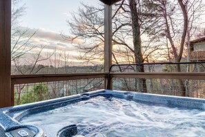 Take in the landscape from the private hot tub.