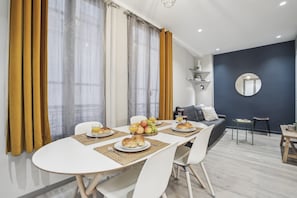 The open-plan living and dining area