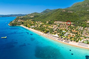Aerial view showing location of villa