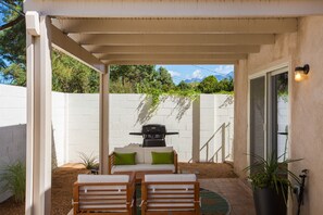 Your Private Patio with a sneak-peek view of the stunning Sandia Mountains.