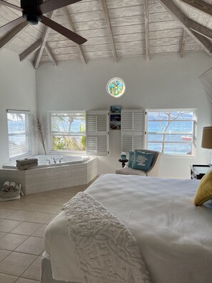 Master Bedroom - view of the beach and Nevis