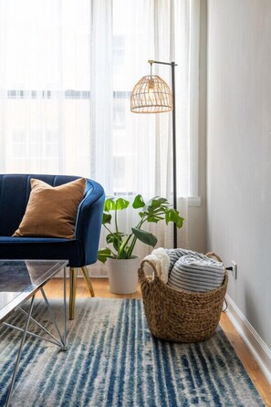 Spacious living room with abundant natural light