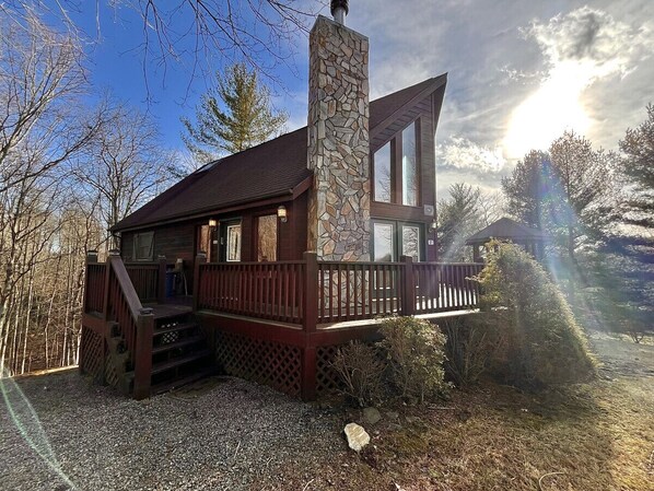 Log Cabin Exterior with Large Deck