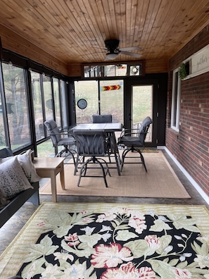 Enjoy winter months with the sunroom. Great room to puzzle, play games or read.