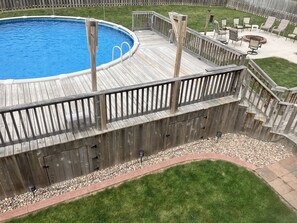 Pool, deck and firepit