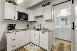 Kitchenette with Keurig + Full Size Coffee Pot, Stove Top and Microwave