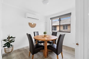 Dining table in air conditioned area 