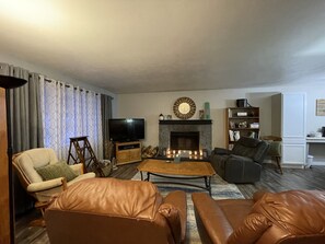 Fireplace and television