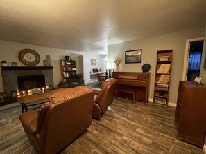 Living room with piano