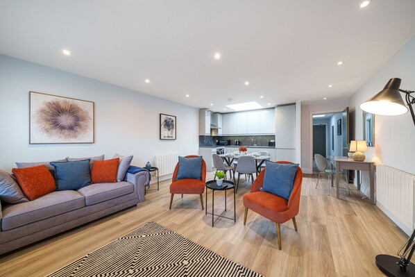 Kitchen/living area with natural light