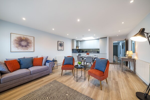 Kitchen/living area with natural light