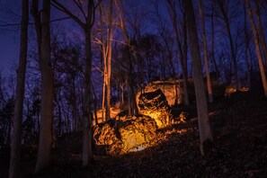 Boulders Lit up at Night