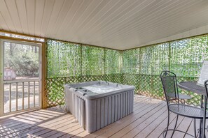 Cottage Exterior | Screened Deck | Private Hot Tub