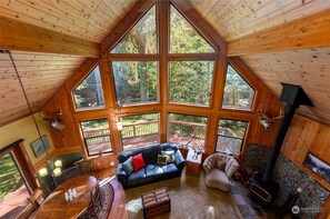 View to the living room from the open loft bedrooms