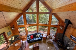 View to the living room from the open loft bedrooms