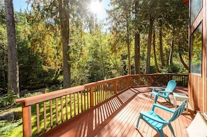 Deck seating to enjoy the wild and scenic Cascade River