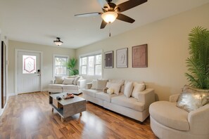 Living Area | King Air Mattress | Smart TV | Books