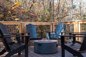 Firepit and Adirondack chairs