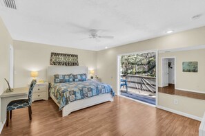 Primary Bedroom  with Bathroom and Deck overlooking Pool