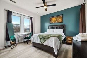 Our bedroom is designed for a night of blissful sleep.
