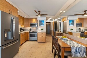 Open kitchen and dining area