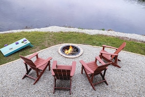 Enjoy a fire by the water after a day in Branson.