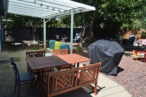 Backyard dining area