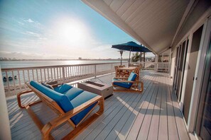 Main floor deck, Restoration hardware teak furniture on the decks
