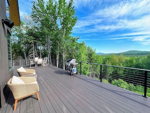 Summer on the patio with dining area and grill