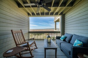 Relax on the deck and watch the ocean waves roll in