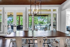 Interior dining area includes seats for 8 guests