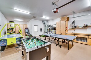 Game Room (Heated Garage) | Foosball, Ping Pong + Air Hockey Tables