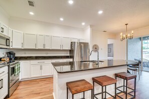 Kitchen | Island Bar Seating | Keurig Coffee Maker | Toaster Oven