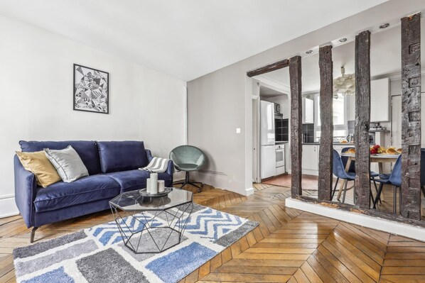 The open-plan living, kitchen and dining area