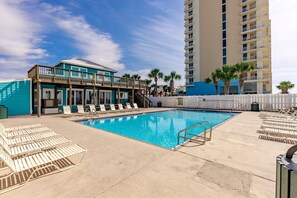 Check out the Beach House Restaurant & Pool on the Beach/ Gulf Side.