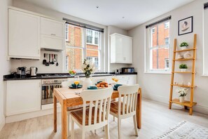 The open-plan living, kitchen and dining area