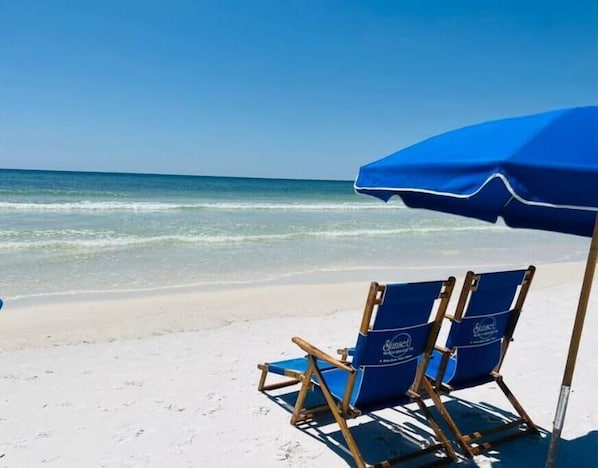 Deeded beach with 2 chair and umbrella beach service included with your stay.