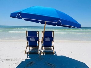 Deeded beach with 2 chair and umbrella beach service included with your stay.