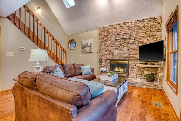 living room with fireplace