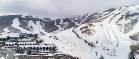 These are the condos where you will stay. Right next to the lifts!